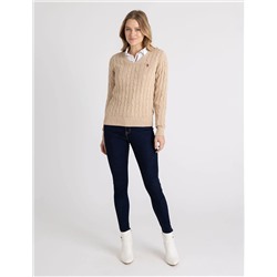 SOFT CABLE V-NECK SWEATER