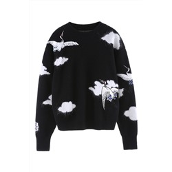 Jersey de lana y cachemir Negro y blanco