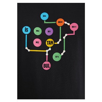 Mavi Siyah İstanbul Tişört Loose Fit / Bol Rahat Kesim 0612453-900