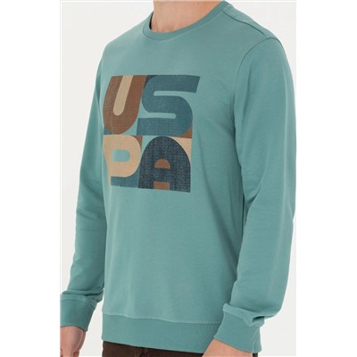 Erkek Mint Bisiklet Yaka Sweatshirt