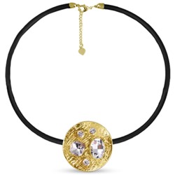 Кулон 40-45см (кристаллы белые; покрытие золото)