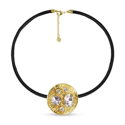 Кулон 40-45см (кристаллы белые; покрытие золото)