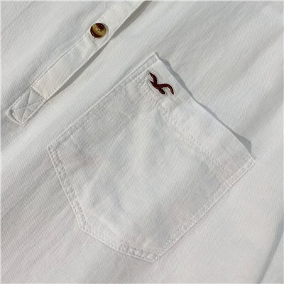 Белая хлопковая рубашка поло на пуговицах