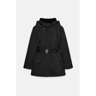 QUILTED ANORAK WITH FAUX FUR HOOD, WATER AND WIND PROTECTION