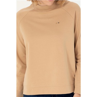 Kadın Kum Bisiklet Yaka Sweatshirt