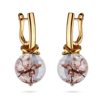 Серьги Терра (фантомный топаз 14мм; покрытие золото), Есть комплект