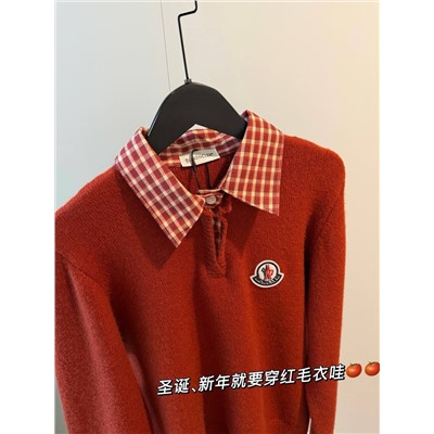 Комбинированный свитер с рубашечным воротником и манжетами