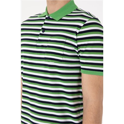 Erkek Regular Fit Polo Yaka Yeşil Tişört