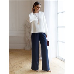 Укороченный джемпер с широкими рукавами рельефной вязки из хлопка с акрилом