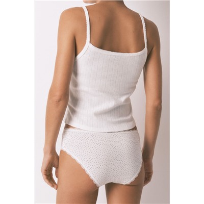 Braga clásica ancha algodón blanca estampado puntos