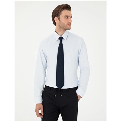 Açık Mavi Slim Fit Uzun Kollu Basic Gömlek