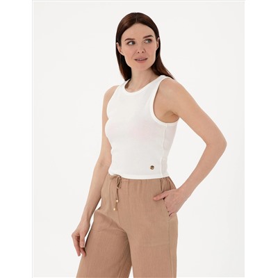 Beyaz Ex. Slim Fit Crop Tişört