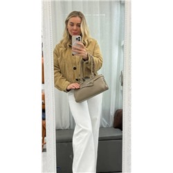 Сумка женская натуральная кожа 8216 В комплекте кожаный ремень  Размер 30×11×16 Бежевый