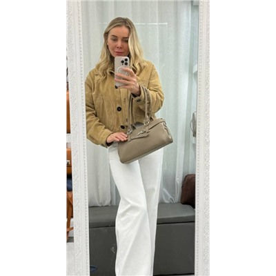 Сумка женская натуральная кожа 8216 В комплекте кожаный ремень  Размер 30×11×16 Бежевый