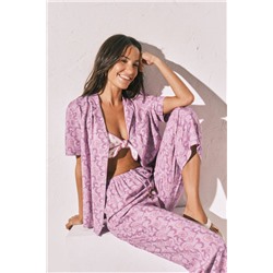 Pijama Capri camisero estampado flores