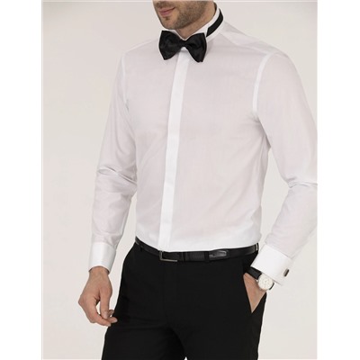 Beyaz Slim Fit Smokin Gömlek