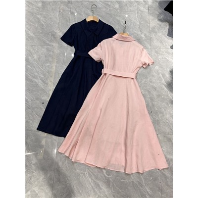 Красивое льняное платье с ремнем   2 цвета