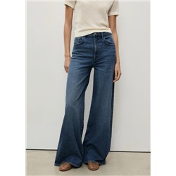 Jeans wide leg tiro alto