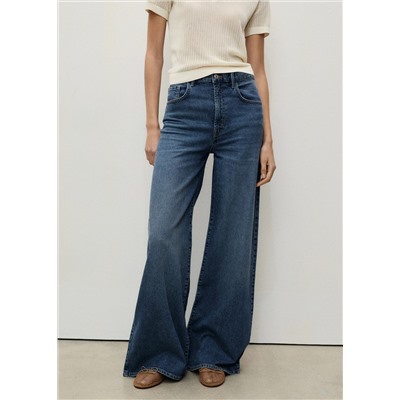 Jeans wide leg tiro alto