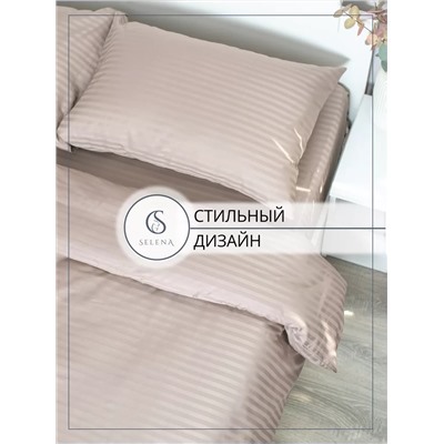 Комплект постельного белья евро страйп сатин, Хлопок 100%