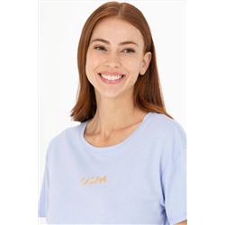 Kadın Mavi Bisiklet Yaka Tişört