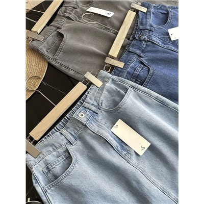 Женская джинсовая юбка миди на резинке из смесового тенселя  ЮНИКЛ*О