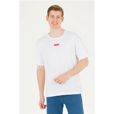 Erkek Beyaz Comfort Bisiklet Yaka Tişört