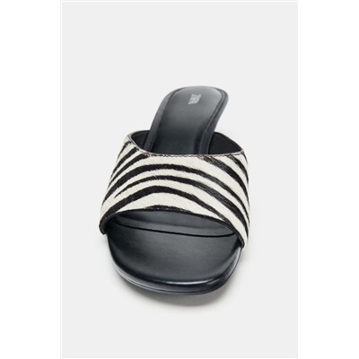 ANIMAL PRINT LEATHER KITTEN HEEL MULES