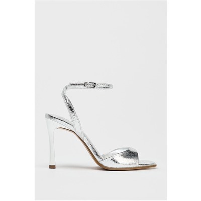 PATENT-FINISH HIGH-HEEL SANDALS