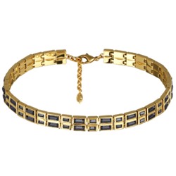 Колье Богемия (кристаллы SW темно-серые; покрытие золото) 34-39см, Есть комплект