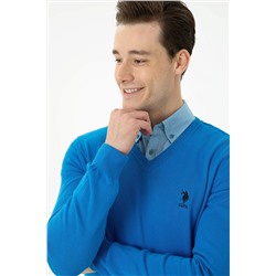 Erkek Kobalt Mavi Basic Kazak