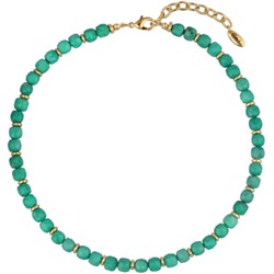 Колье Селена (бирюза 8мм; покрытие золото) 39-50см, Есть комплект