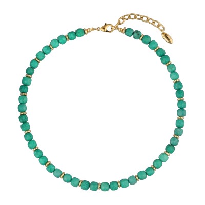 Колье Селена (бирюза 8мм; покрытие золото) 39-50см, Есть комплект