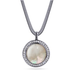 Кулон Амфитрита (перламутр 15мм белый; покрытие родий) 45-50см, Есть комплект