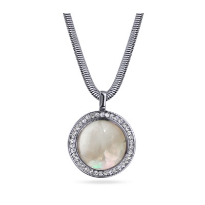 Кулон Амфитрита (перламутр 15мм белый; покрытие родий) 45-50см, Есть комплект