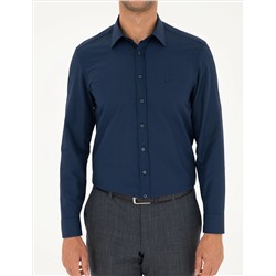Lacivert Slim Fit Uzun Kollu Gömlek