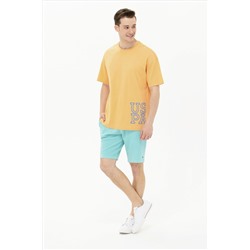 Erkek Kavun Oversize Bisiklet Yaka Tişört