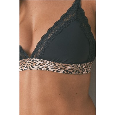 Sujetador trinagular NATURAL animal print negro