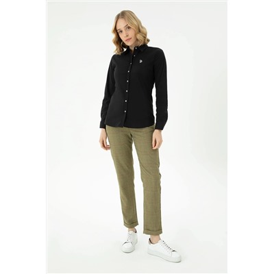 Kadın Siyah Uzun Kollu Basic Gömlek