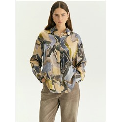 Рубашка с абстрактным принтом из 100% вискозы, B3245/prometeus