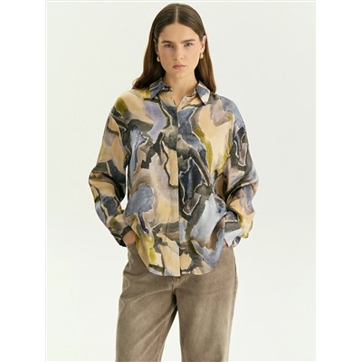 Рубашка с абстрактным принтом из 100% вискозы, B3245/prometeus