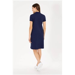 Kadın Lacivert Polo Yaka Örme Elbise