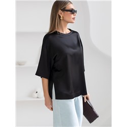 Блузка свободная из струящегося плотного сатина