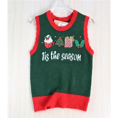 Жилет-свитер контрастного цвета в рождественском стиле