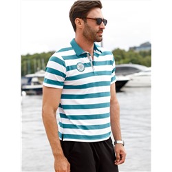 Футболка-поло фактурного материала пике