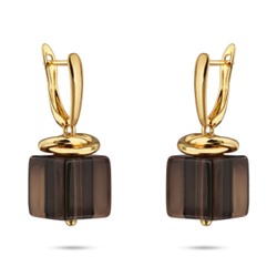 Серьги Терра (раухтопаз; покрытие золото), Есть комплект