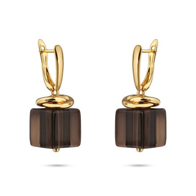 Серьги Терра (раухтопаз; покрытие золото), Есть комплект