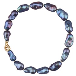 Колье Барокко (жемчуг 15-25мм бензиновый, фианиты; покрытие золото) 45см, Есть комплект