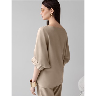 Свободная блузка с вырезом лодочка из плотного лиоцелла