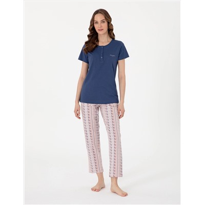 İndigo Kısakollu Pijama Takımı